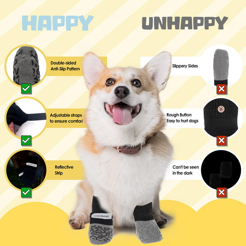 6PCS HXIAOBANN Dog Socks to Prevent Licking Paws, Dog Socks for Hardwood Floors Anti Slip, Reflective Straps, Socks for Dogs, Dog Paw Protector, Non Slip Dog Socks for Small, Medium, Large Dogs(S) S - PawsPlanet Australia