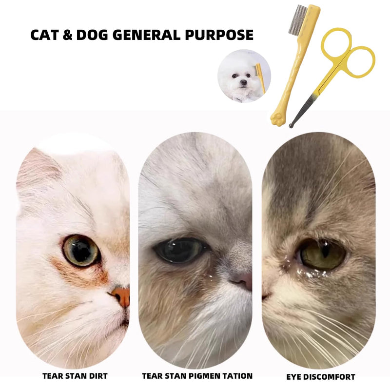 2Pcs Dog Grooming Scissors Kit,with Safety Round Tip Professional Shears&Small Comb,Doggy Hair Thinning Clippers,Lightweight Face Thinning Tools Accessories,for Cat Puppy Tear Stain Care Remover - PawsPlanet Australia