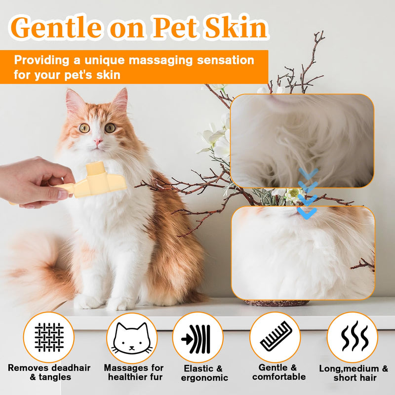 2 Pcs Pet Hair Comb Self Cleaning Cat Flea Brush with Release Button Comfort Safety Stainless Steel Brush Short Long Hair Removal Dogs Grooming Comb for Shedding Tangles - PawsPlanet Australia