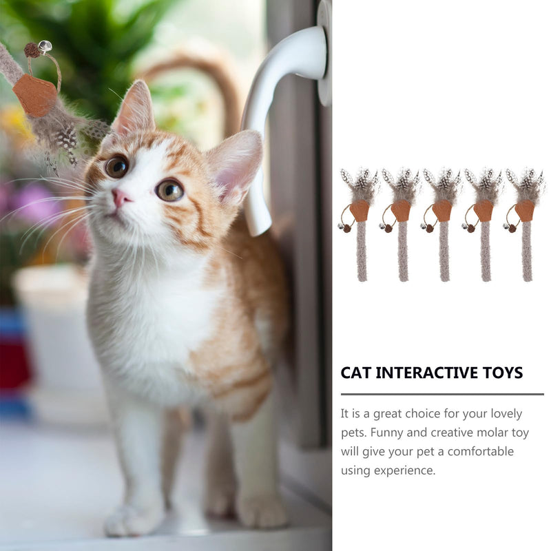 HOMSFOU 5 Pieces Natural Matatabi Chews for Cats Dental Care Oral Cleaning Portable for Home and On-the-Go Stress Relief