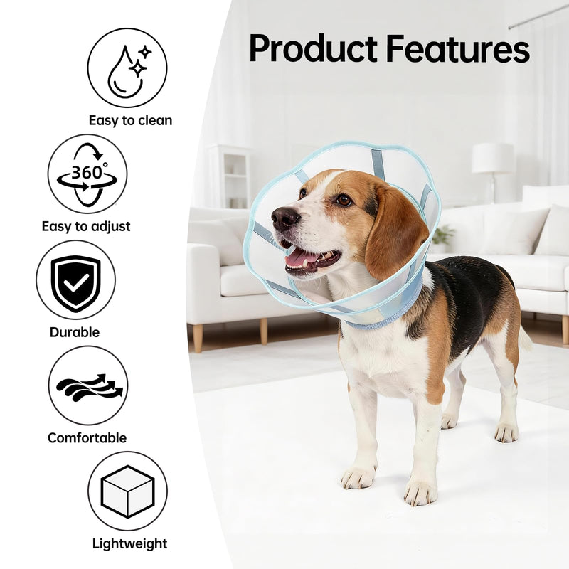 Touchdog Soft Dog Cone Collar,Waterproof & Foldable Elizabethan Collar for Dogs After Surgery, No Lick Recovery E-Collar, Comfortable Protective Cone Alternative for Small Medium Large Dogs (Blue, S) Blue
