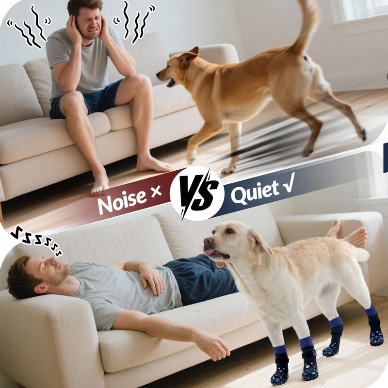 ROZKITCH Non Slip Dog Socks Prevent Senior Dogs from Falling on Slippery Hardwood Floor Hot/Cold Pavement, Paw Protectors Outdoor Indoor, Soundproofing Sock Corgi, Schnauzer Blue L L(Paw Width:2.9") - PawsPlanet Australia