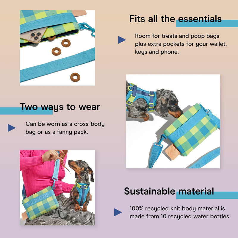 Wild One, Treat Pouch, Fanny Pack, Cross-Body Bag, wear Two Ways, Made from Recycled Knit, Poop Bag Dispenser, The Perfect Accessory for Dog Training Hudson - PawsPlanet Australia