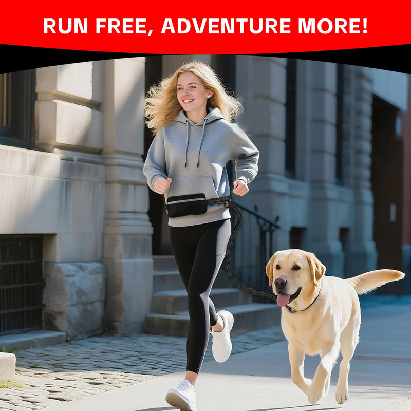 Hands Free Dog Leash with Waist Belt & Large Pouch, Waist Leash for Dog Walking, Running, Hiking & Jogging, Reflective Dual Padded Handles, Ideal for Medium/Large Dogs (30-120lbs) For 1 Dog - PawsPlanet Australia