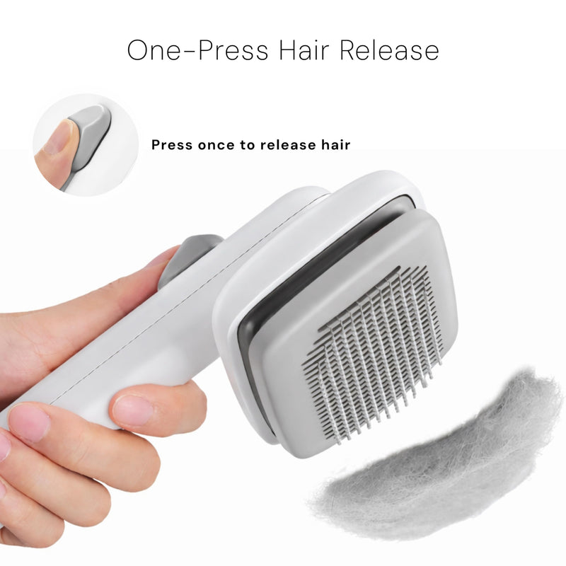 Self Cleaning Slicker Brush for Cats and Dogs | Deshedding Tool for Long and Short Hair | Pet Grooming Brush Reduces Shedding | Cat Comb and Dog Hair Brush (White) Snow White - PawsPlanet Australia