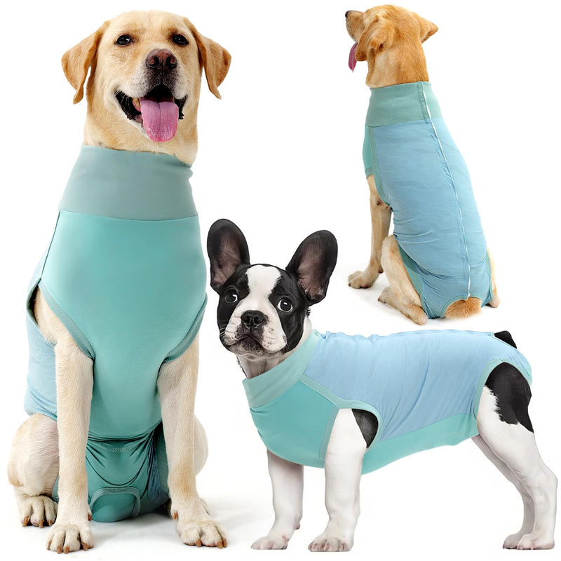 Dotoner Dog Surgery Recovery Suit Dog Suit for Male Female Neuter Anti-Lick Abdominal Wounds Bite Protective Outfit Alternative E-Collar & Cone Breathable Spay Suit for Medium Large Dogs XL Teal