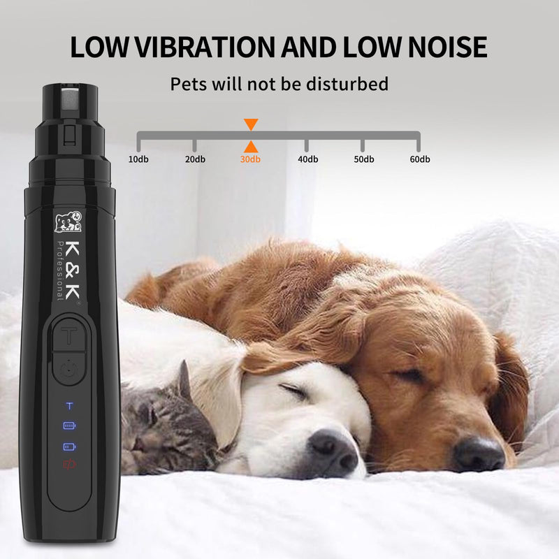 K&K Dog Nail Grinder, Professional Dual Speed Rechargeable Pet Nail Trimmer with LED Light, Painless Paws Nail Grinder for Dogs Claws, for Small Medium Large Cats & Dogs Visit The Store - PawsPlanet Australia