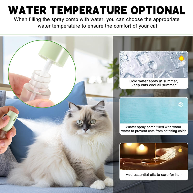 Cat Hair Brush for Shedding, 3-in-1 Pet Spray Hair Removal Comb with Visual Spray & Release Button, Waterproof Dog Grooming Brush for Furry Pet (Green) Green - PawsPlanet Australia