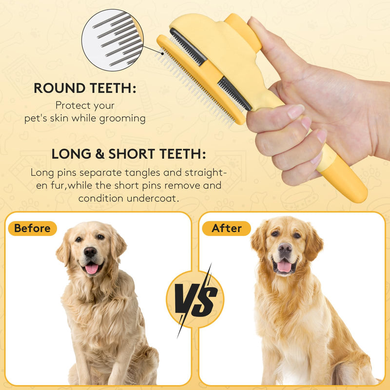 Pet Grooming Kit with Deshedding Brush and Hair Removal Glove, Shedding Flea Combs & Washable Electrostatic Gloves for Dogs and Cats, Professional Fur Care Set - PawsPlanet Australia