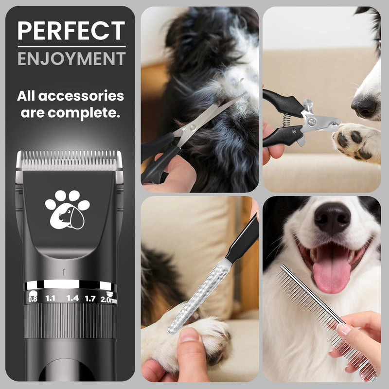 Dog Clippers for Grooming, 3-Speed Low Noise Cordless Pet Grooming Kits with Ceramic Blades & LED Display for Dogs Cats Full Coat Hair - PawsPlanet Australia