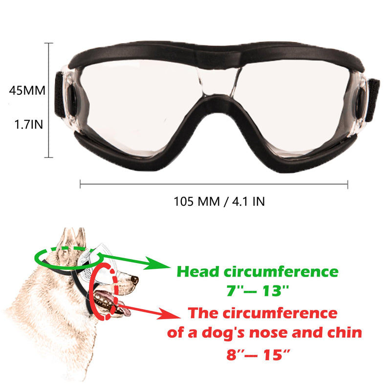 Small Dog Sunglasses with Adjustable Strap UV Protection, Winproof Dog Puppy Sunglasses, Suitable for Small Dog Pet Glasses, Dogs Eyes Protection，Soft Dog Goggles Black Transparent-S - PawsPlanet Australia
