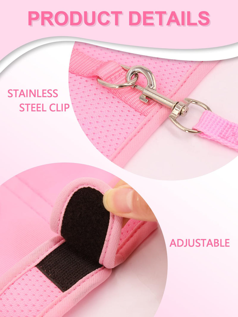 Bunny Harness and Leash for Walking Escape Proof,Mesh Breathable Adjustable Rabbit Leash Camping Hiking Training for Bunny Ferret Kitten Puppy Pink S (Chest:7.1-9.4") S Neck 5.5-7.1'' Chest 7.1-9.4” - PawsPlanet Australia