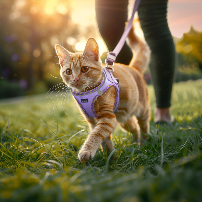 Cat Harness and Leash Set, Escape Proof Kitten Harness, Soft and Breathable Vest with Reflective Strip, Easy to Wear for Cats Walking and Traveling (Pink, S) S (Chest:14"-15.5") Pink - PawsPlanet Australia