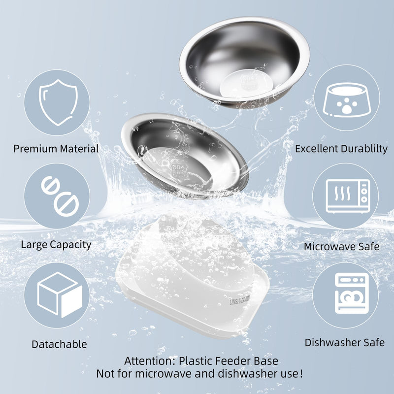 Cat Bowls Elevated Tilted Whisker Friendly, Cat Food Bowls for Indoor Cats, Shallow Cat Food Dishes Stainless Steel, Slanted Flat Plastic Feeder Elevated Angled Design.(White) White - PawsPlanet Australia