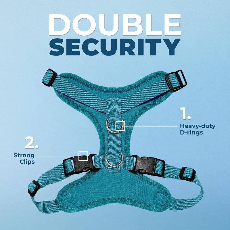 Best Pet Supplies Voyager Step-In Lock Pet Harness – All Weather Mesh, Adjustable Step In Harness for Cats and Dogs by - Turquoise (Matching Trim), XS (Chest: 11-16" * Fit Cats) Harness (Turquoise) XS (Chest: 13 - 16")