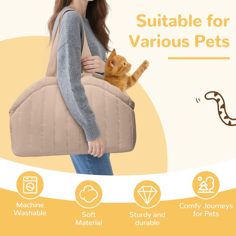 Dog Purse Carrier for Small Dogs - Dog Carrier Purse with Secure Harness Clip, Dog Tote Bag for Small Dogs and Puppies - Brown - PawsPlanet Australia