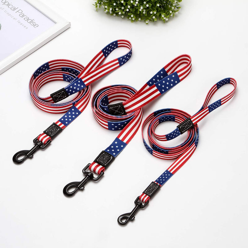 American Flag Dog Leash - Premium Nylon, Durable & Comfortable, 360° Rotating Metal Clip, Anti-Tangle Design, Ideal for Small to Medium Dogs (Leash S) Leash (Color A) Small (Pack of 1) - PawsPlanet Australia