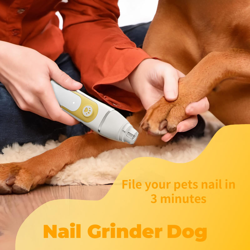 Dog Clippers Grooming Kit with 4 in 1 Tools, Cordless Dog Paw Trimmer & IPX7 Waterproof & Nail Grinder, Low Noise Quiet Design with Silicone Grip for Dogs and Cats Yellow - PawsPlanet Australia