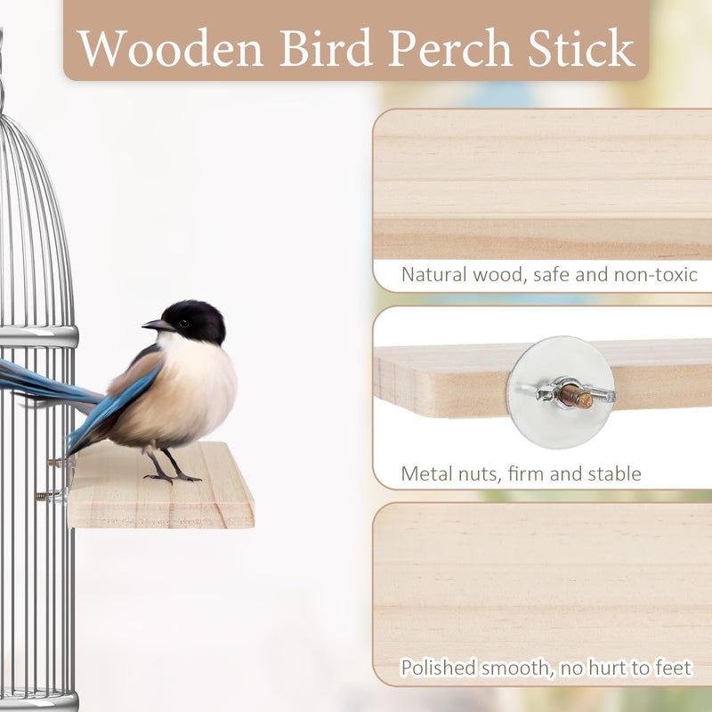 2PCS Bird Perch Platform Flat, 5.9 × 3.14 Inches Bird Cage Platform Birds Perch Stand Platforms Rectangle Stand Perches Shelf with Stainless Steel Washers for Cockatiel Rat Hamster Guinea Pig Conure - PawsPlanet Australia