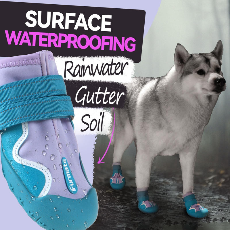 Dog Shoes for Large Small Medium Dogs,Dog Booties for Indoor Hardfloors Anti-Slip,Reflective Strip Waterproof Dog Boots & Paw Protectors for Outdoor Walking Hot Pavement,Winter Snow (Purple-4) Purple #4: 2.2"x2.6"(W*L) for 31-40lbs