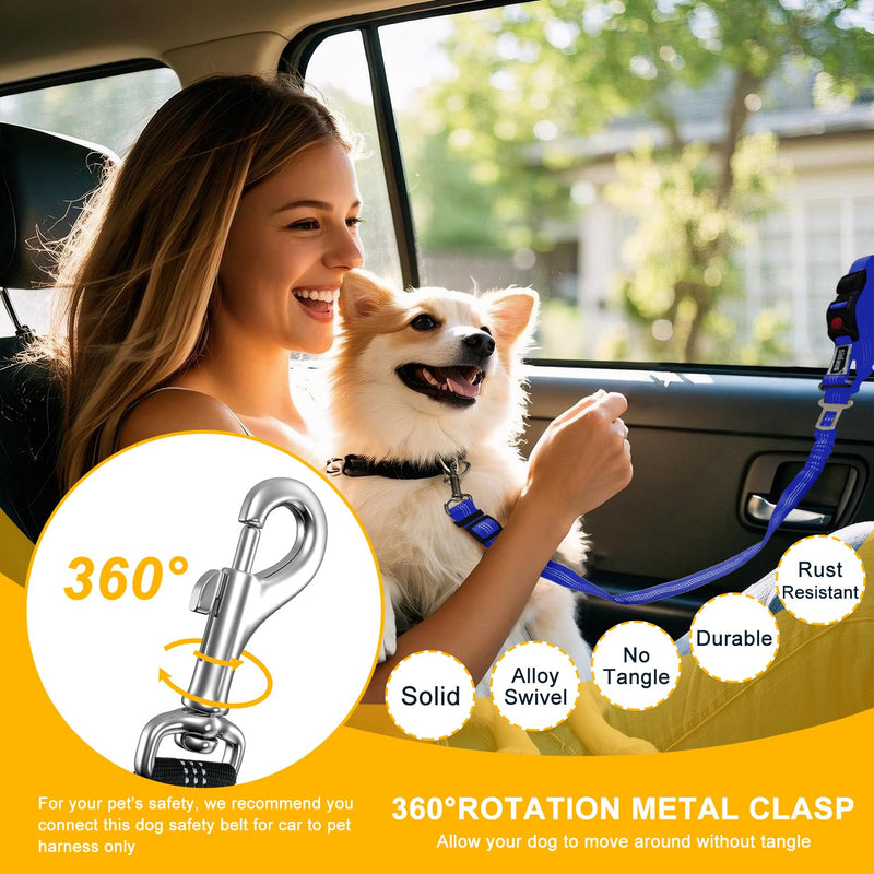 Dog Seat Belt for Car - 3 in 1 Adjustable Dog Car Leash & Harness for Small, Medium and Large Pets - Nylon, Duty Design for Safe Distraction Free Driving Blue - PawsPlanet Australia