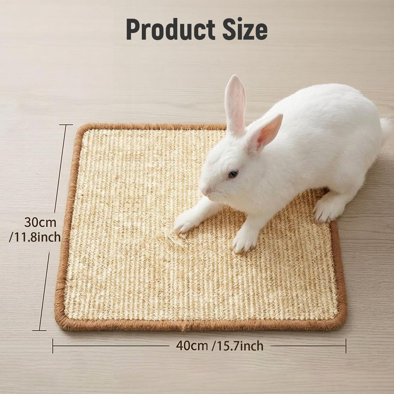 2 Pack Rabbit Scratching Mats with 8 Pcs Rug Grips, 15.7x23.6 Inch Sisal Bunny Scratch Pads for Cages, Claw & Teeth Care, Bedding for Biting, Sleeping & Resting - for Guinea Pigs & Small Pets - PawsPlanet Australia