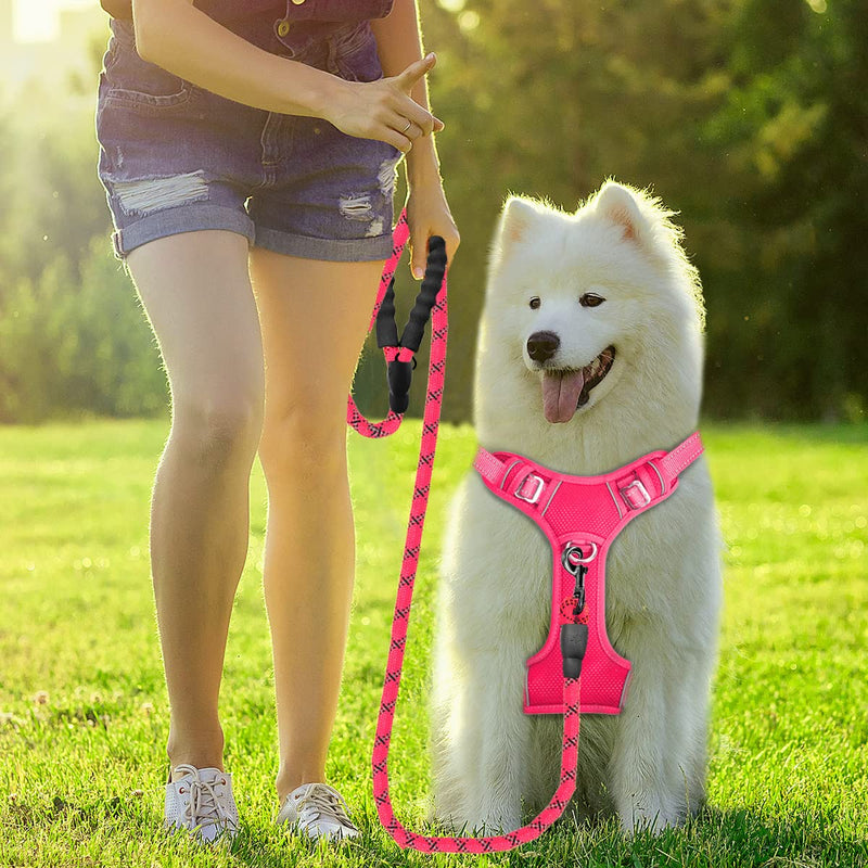 BARKBAY No Pull Dog Harness Front Clip Heavy Duty Reflective Easy Control Handle for Large Dog Walking with ID tag Pocket Large(Chest:27-32") Pink - PawsPlanet Australia