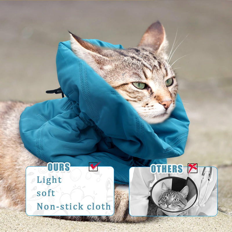 Cat Recovery Collar, Soft Adjustable Cat Cone Collar Breathable Cat Neck Protector Elizabethan Collar Lightweight Waterproof Kitten Cone Alternative for Puppies Pets, Stop Licking (S, Blue) - PawsPlanet Australia