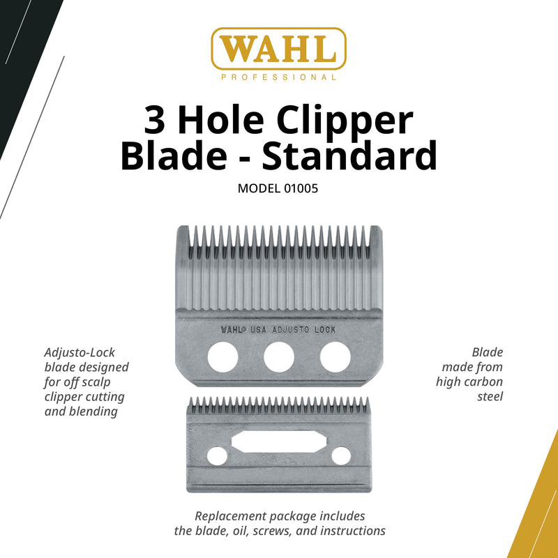 Wahl Professional 3-Hole Standard Clipper Blade, 1mm-3mm, Adjusto-Lock Replacement for Designer, Senior, and Pilot, Nugget, Sterling 1 Plus and Sterling 4 Clippers - PawsPlanet Australia