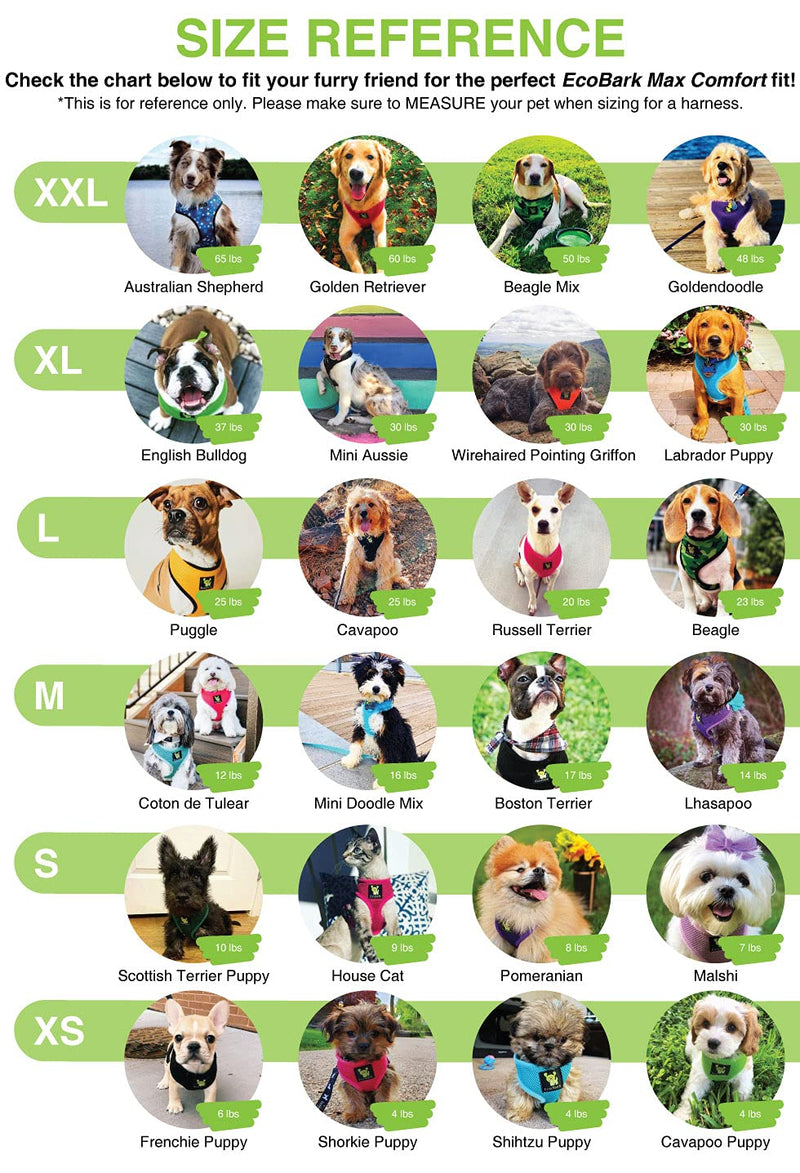 EcoBark Dog Harness - Eco-Friendly Max Comfort Harnesses - Luxurious Soft Mesh Halter - Over The Head Harness Vest- No Pull and No Choke for Puppy, Toy Breeds & Small Dogs (Small, Green) 2. Small-6 to 9 lbs - Neck Up to 9.8 in - PawsPlanet Australia