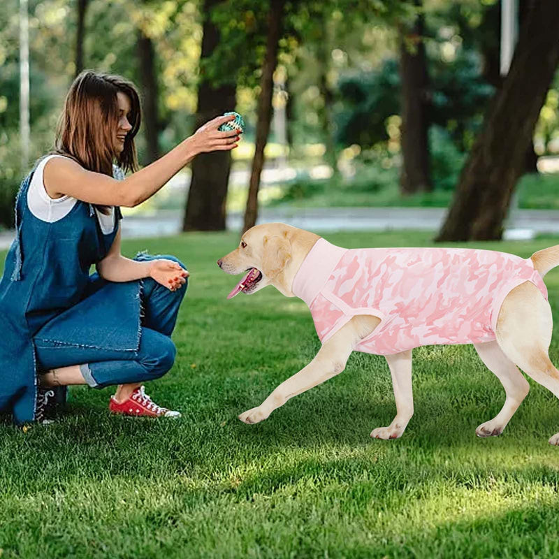 Dog Bodysuit After Surgery - Surgical Body Dog for Castration & Male - Medical Wound Protection Suit for Dogs Velcro Closure - Alternative to Cone/Collar - Surgery Body After Surgery for Dogs L pink