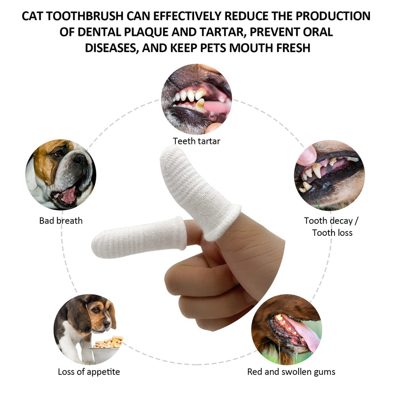 Dog Toothbrush Cat Toothbrush Fingers Toothbrushs for Dog Cat 8 Pack Dog Tooth Brushing Kit Teeth Cleaning, Suitable for Small Pets, Cat and Dog Dental Care, 1 Set for 2 Fingers, Includes 4 Sets White