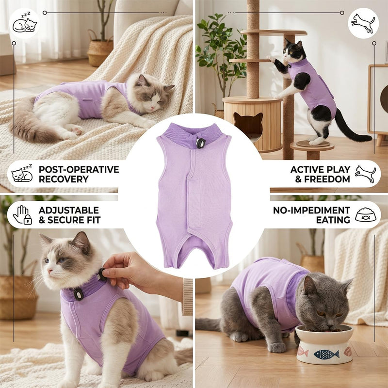 Cat Bodysuit After Surgery M Purple Recovery Suit Cat Bodysuit for Cat After Surgery and Castration, Cat Clothing Protective Suit Suitable for Recovery and Care
