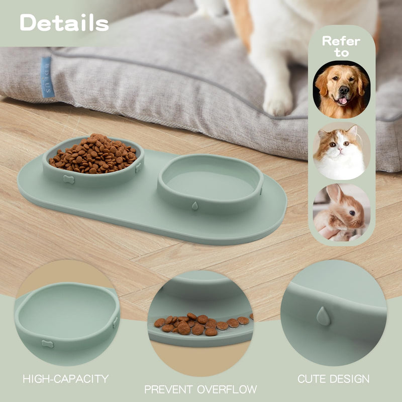 Dog Food Bowls Pet Bowls & Dog Water Bowls with No-Spill and Non-Skid, Feeder Bowls with Dog Bowl Mat for Small Medium Large Size Dogs Cats Puppy Pets, Dog Dishes (Green) Green - PawsPlanet Australia
