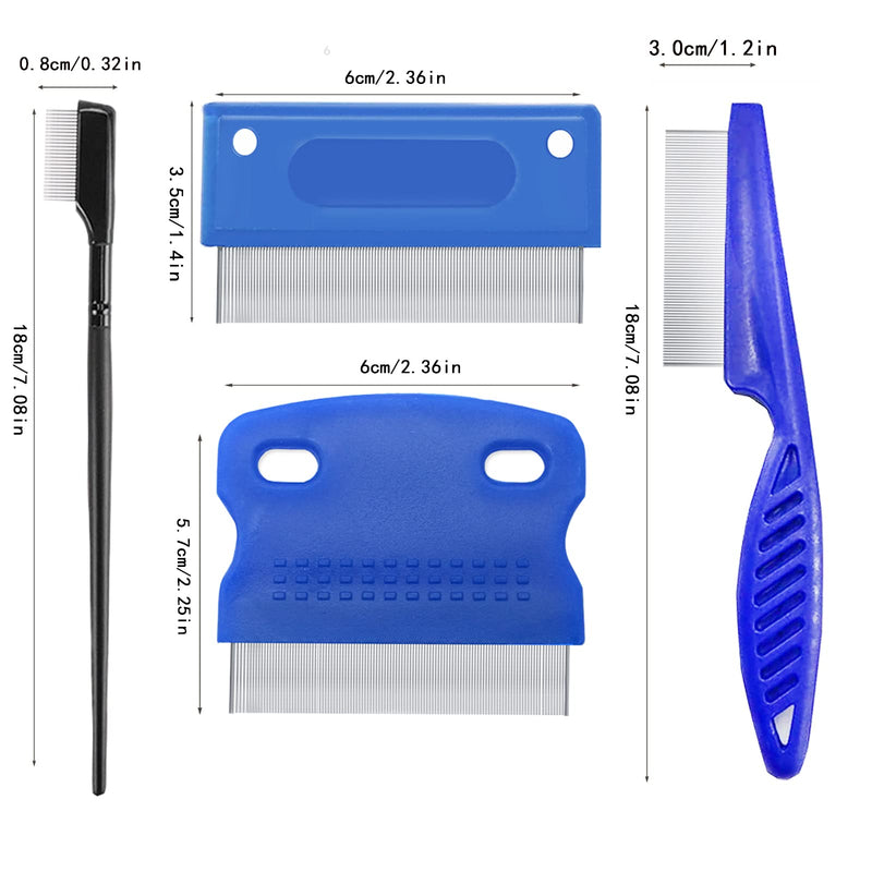 5 Pieces Grooming Combs - Tear Stain Remover for Pets, Lice and Flea Remover, Dandruff and Mucus Removal for Small Dogs and Cats 5-Set