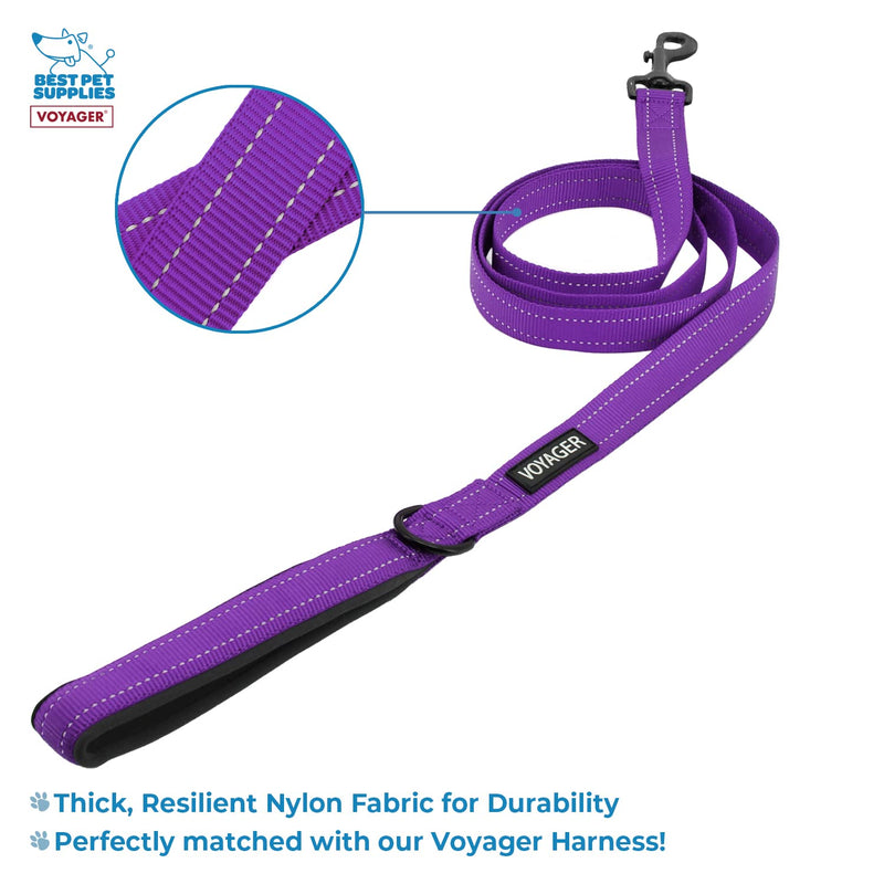 Voyager Step-in Air All Weather Mesh Harness and Reflective Dog 5 ft Leash Combo with Neoprene Handle, for Small, Medium and Large Breed Puppies by Best Pet Supplies - Leash Harness (Purple), L