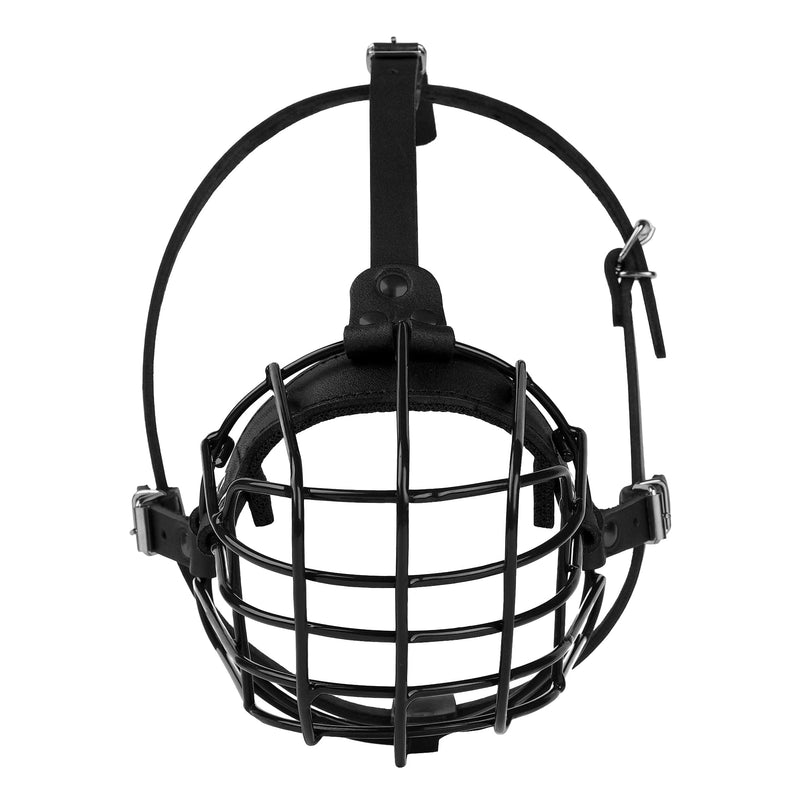 Pitbull Dog Muzzle Metal Mask Amstaff Secure Wire Basket Adjustable Durable Leather Straps for Large Dogs (Black) Black - PawsPlanet Australia