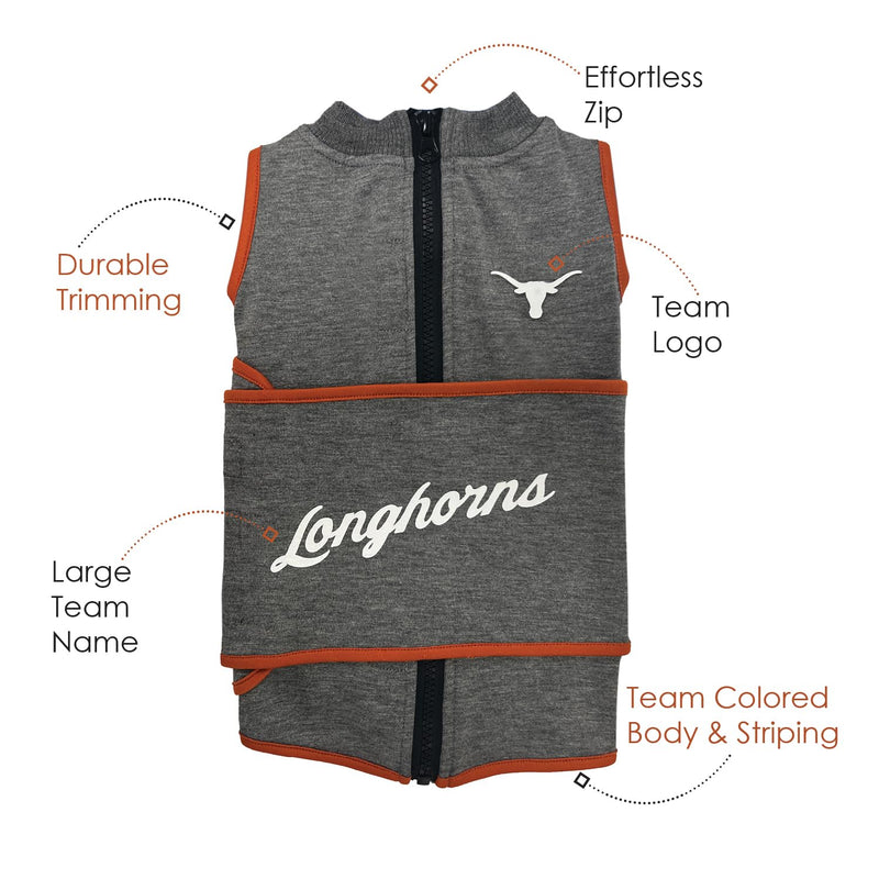 NCAA Texas Longhorns Dog Anxiety Shirt Calming Soothing Vest, for Dogs & Cats with Anxiety, Fears, Fireworks, Loud Noises, Dark, Lonely Keeps Dogs Calm Feeling Safe, Relaxing Jacket, Small