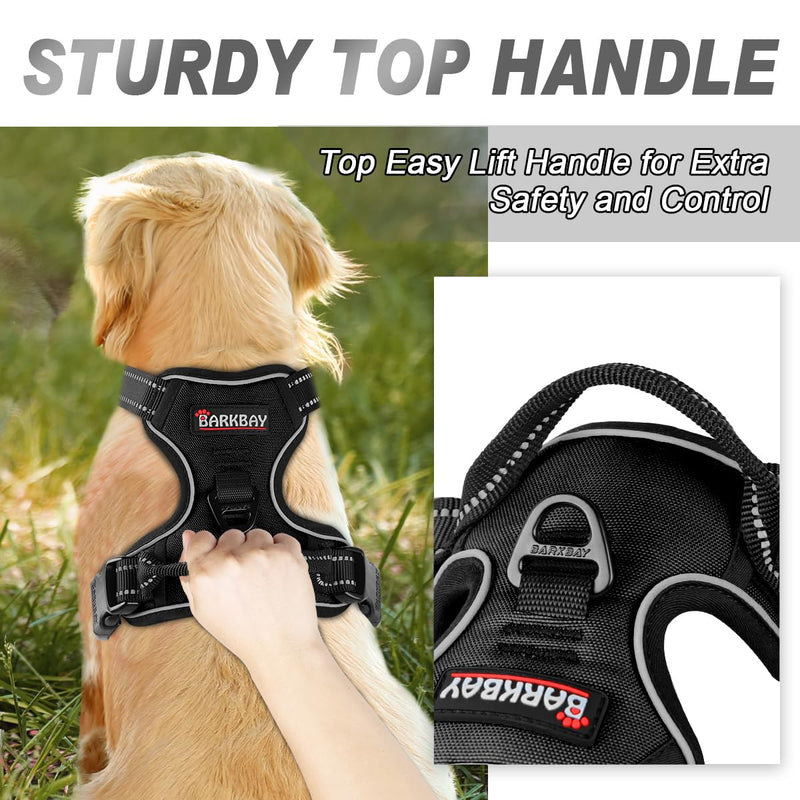 BARKBAY No Pull Dog Harness Front Clip Heavy Duty Reflective Easy Control Handle for Large Dog Walking(Black,XL) X-Large(Chest:30-38”) Black