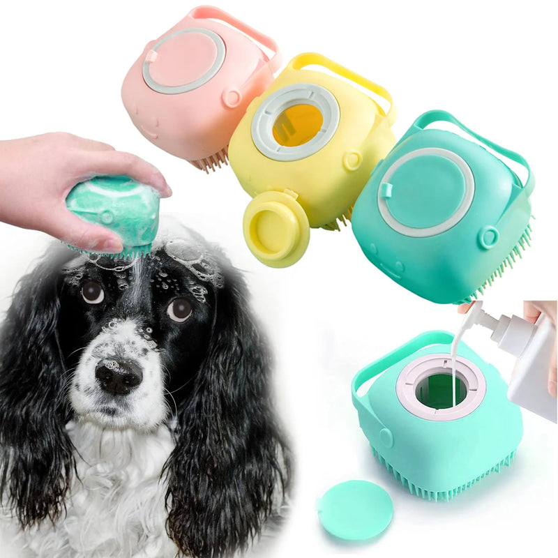 Pet Dog Shampoo Massager Brush Cat Massage Comb Grooming Scrubber Shower Brush for Bathing Short Hair Soft Silicone Brushes Blue - PawsPlanet Australia