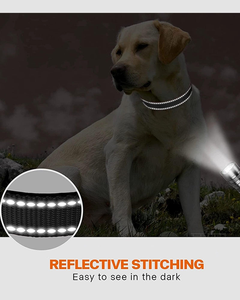 Aeclleca Reflective Dog Collar and Leash Set with Safety Locking Buckle，Adjustable Soft Nylon Pet Collars for Small Medium Dogs (Black, S) Black - PawsPlanet Australia