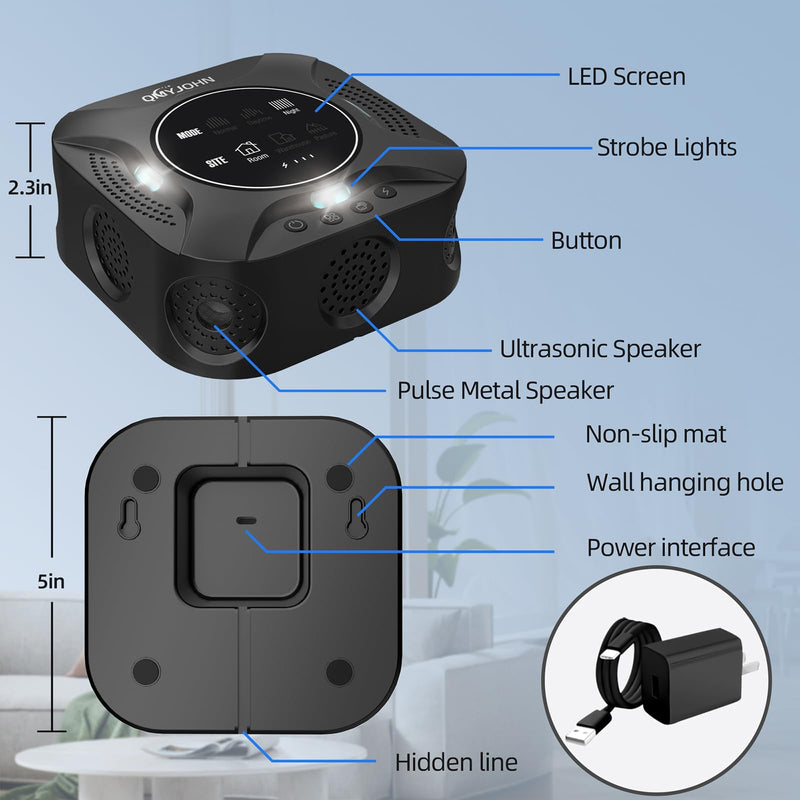 Indoor Ultrasonic Pest Repeller Plug-in, with a Display Screen & LED Strobe Light, Effectively Repels Mice, Squirrels, Roaches & Other Rodents up to 3900 Sq.Ft. Suitable for Attics, Garages, etc. 1 Count (Pack of 1) - PawsPlanet Australia