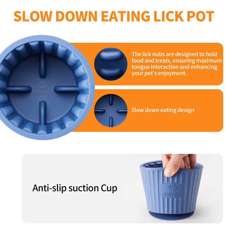 Dog Lick Bowl, Anxiety Relief Dog Licking Mat Freezer Treat Dispenser, Non-Slip Anti-Choking Silicone Slow Feeder Lick Bowl for Small Medium & Large Breed Dogs, BPA Free(Deep Blue,S) S Deep Blue - PawsPlanet Australia