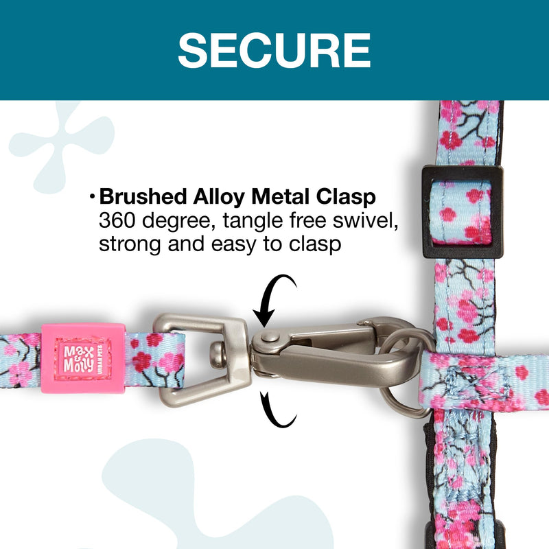 Max and Molly Adjustable Cat Harness and Leash Set - Escape-Proof Cat Harness with Leash for Outdoor Walking and Exploring - Tropical Design (Cherry Bloom) Cherry Bloom - PawsPlanet Australia