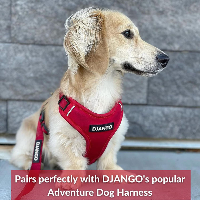 DJANGO Adventure Dog Leash – Strong, Comfortable, and Stylish Dog Leash with Solid Brass Hardware and Padded Handle - Designed for Outdoor Adventures and Everyday Use (Crimson Red) Crimson Red - PawsPlanet Australia