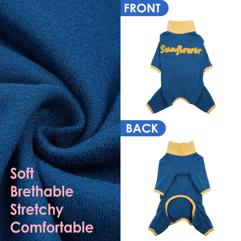 Onesies for Cats - Blue-XL, Long Sleeve and Turtleneck Sticky Hair Clothes,Cat Pajamas for Female & Male Anti-Licking Skin&Fur,Sphynx Skin Protection for Outing,Machine-Washable X-Large (Back Length:14.2") - PawsPlanet Australia