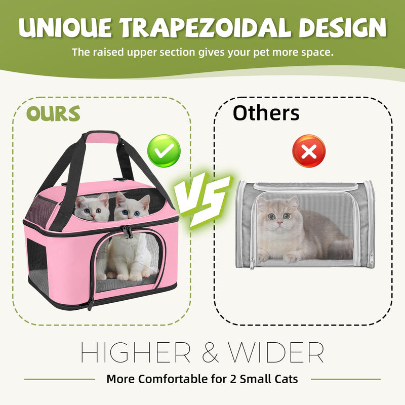 Premium Cat Carrier for Pets Up to 20 Lbs, Cat Travel Bag Soft-Sided Backpack Pet Carriers with Padded Shoulder Strap, Dog Carrier for Small Dogs Puppy Carry Airline Approved, Pink - PawsPlanet Australia