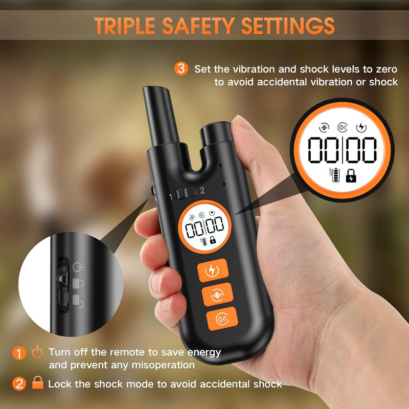 Dog Shock Collar for Dogs, Dog Training Collar with Remote Control Range 1300Ft, 3 Training Modes, Beep, Vibration, Shock, IPX7 Waterproof Rechargeable Electric Shock Collar - PawsPlanet Australia