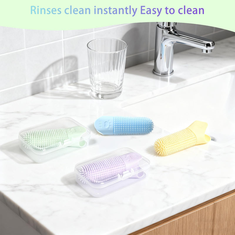 Pack of 4 Finger Cots Dog Dental Care Toothbrushes Made of Soft Silicone for Pets Dog Toothbrush Cats Toothbrush Cleaner for Pets Fresh Breath Finger Toothbrush