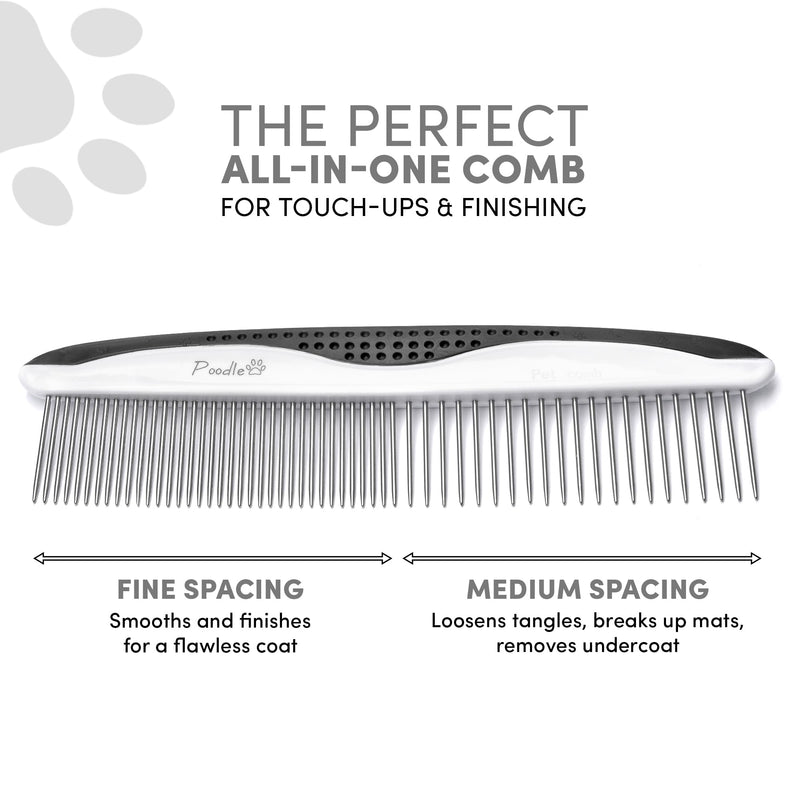 Poodle Pet Dog Combs for Grooming | 2 Pack | Stainless Steel Teeth Easily Remove Dirt | Proper Care Prevents Knots and Mats for Long and Short Haired Pets | Anti-Slip Comfort Grip Handle (Blue) Blue - PawsPlanet Australia